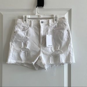 White high waisted jean shorts